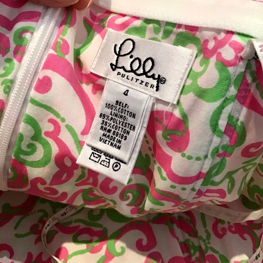 Lilly Pulitzer pink &green printed strapless dress - Picture 12 of 12